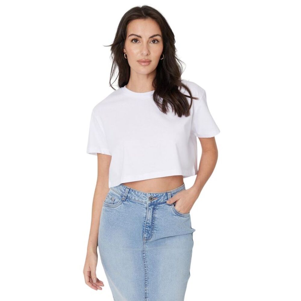 Be You Womens/Ladies Crew Neck Regular Crop T-Shirt / White